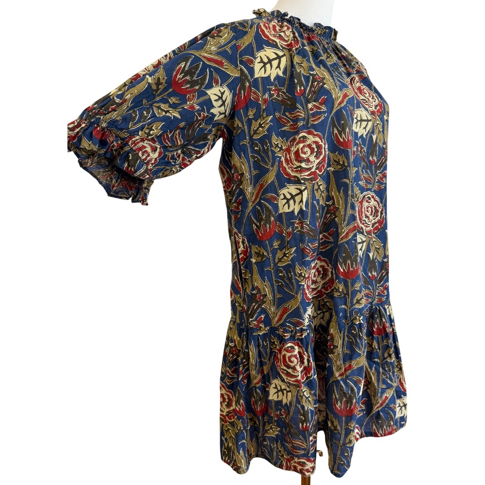 Velvet by Graham & Spencer Tory Dress‎ Womens Small Floral Tiered Mini Puff Slv
